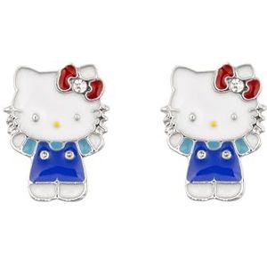 Hello Kitty meisjes Sterling zilveren silhouet uitgesneden oorknopjes, Eén maat, Sterling zilver, Geen edelsteen