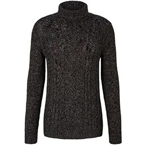 TOM TAILOR Uomini Coltrui met vlechtpatroon 1028739, 28606 - Black Burgundy Cable Structure, S