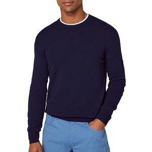 Hackett London Heren Merino Cash Mix Crew Trui Trui, Blauw (zwart), L