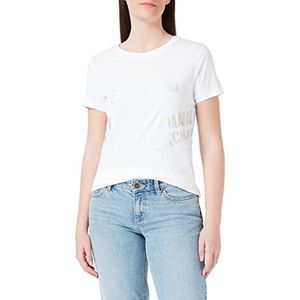 Armani Exchange Damesshirt met korte mouwen, regular fit, logo achter- en voorzijde, wit, maat S, wit, S