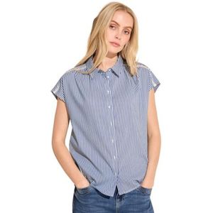 STREET ONE - Overhemdblouse - Original Blue - Met Seersucker Strepen
