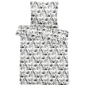 Apelt beddengoed, katoensatijn, wit/zwart, 135 x 200 x 0,2 cm, 2-delig