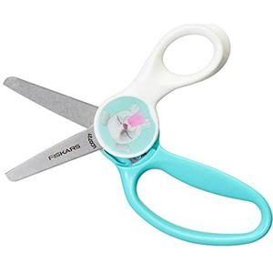 Fiskars Kinderschaar met puppy-afbeelding, vanaf 6 jaar, lengte: 13 cm, voor rechts- en linkshandigen, metaal/kunststof, blauw/wit, Magic Morph, 1064076