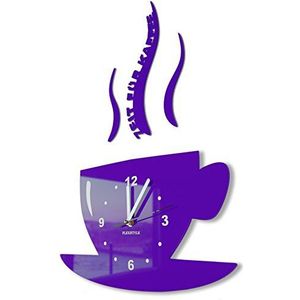 Mok Tijd voor koffie Modern keukenklok, violet keuken wandklok, 3D romans, wandklok deco, made in EU