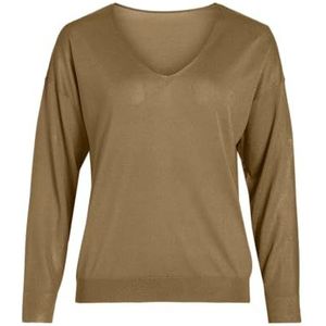 VILA - VINOVY - Trui - Karamel - V-hals - Lange Mouw