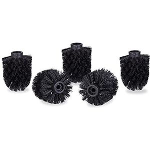 Relaxdays Toiletborstelkop in een set van 5 stuks, losse toiletborstels met schroefdraad van 9,5 mm, vervangende borstelkop met diameter 7 cm, zwart