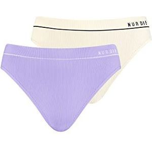 Nur Die Retro Slip 2-pack meerkleurig sportieve onderbroeken dames, Offwhite/sering, 40/42 NL