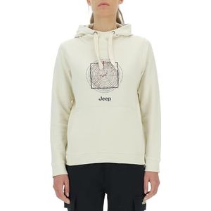 JEEP O102918-W497 J Dames Sweatshirt met Kap Zakje Heuptas - Ringen van hout met grote opdruk J23W Dames Birch White XL