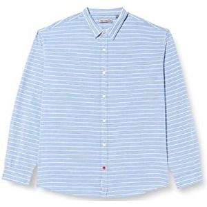 Timezone Heren Soft Linen Basic Shirt Shirt, Blue White Stripe, S
