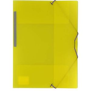 grafoplás 04801260- Plastic map met elastiek en 3 flappen, kleur geel, maat DIN A4