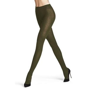 FALKE Dames Panty Cross Knit W TI Katoen Wol Eenkleurig 1 Stuk, Groen (Shire Green 7705), 44-46