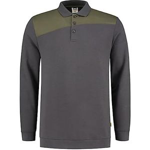 Tricorp 302004 casual polokraag bicolor kruisnaad sweatshirt, 70% gekamd katoen/30% polyester, 280 g/m², zwart/rood, maat 3XL