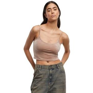Urban Classics - Damestanktop - Duskroos - Korte Fluwelen Top - Regular Fit
