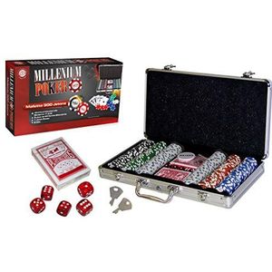 MGM GAMES - Pokerchipskoffer met 300 chips - Multicolor - 140300 - Kaartspel - Metaal - 2 tot 6 spelers - Speelkaarten - Bordspellen - 11,5 g - 38 cm x 23 cm