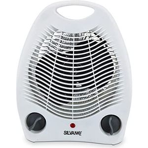 Ventilatorkachel voor Silvano badkamer, ventilatorkachel, 2 verwarmingsvermogens, 1000 W/2000 W, regelbare thermostaat, oververhittingsbeveiliging, incl. draaggreep voor draagbaarheid