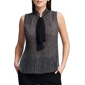 DKNY Damesblouse zonder mouwen en stropdas, zwart/wit, XL