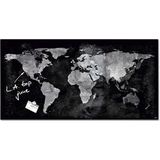 SIGEL GL270 Premium glazen magneetbord 91 x 46 cm World-Map hoogglanzend, TÜV-getest, eenvoudige montage, Artverum wereldkaart