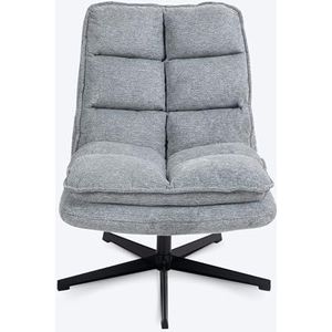 MEUBLE COSY Gevoerde stoel, 360 graden draaibaar, met armleuningen, relaxstoel met inklapbare rugleuning, voor slaapkamer, woonkamer, grijs, 65 x 79,5 x 85 cm, metaal