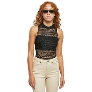 Urban Classics Dames Crochet Jersey Turtleneck Body, body voor dames, verkrijgbaar in zwart, maten XS - 5XL, zwart, XXL