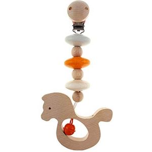 Hess houten speelgoed 12819 – autohanger paardje, mini trapezium van hout, voor baby's vanaf 0 maanden, naturel oranje, ca. 20 x 7 x 3,5 cm.