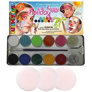 Eulenspiegel 212240 Happy Holiday Make-uppalet, veganistisch, voor kinderen, carnaval