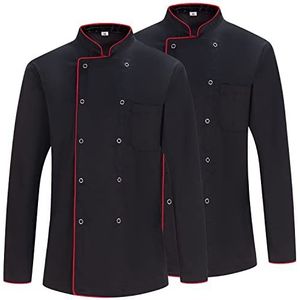 MISEMIYA - Pak 2 stuks - koksjas voor heren - chef-jas voor heren - uniform hosteleria - Ref.2-6421B, Kookjassen 682b - zwart, XL