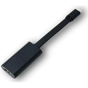 Dell USB-C naar HDMI 2.0, adapter (d. adapter ondersteunt resoluties tot 4K, 19-polige HDMI-aansluiting past op diverse HDMI-conforme monitoren, projectoren en HDTV-apparaten, plug & play) zwart
