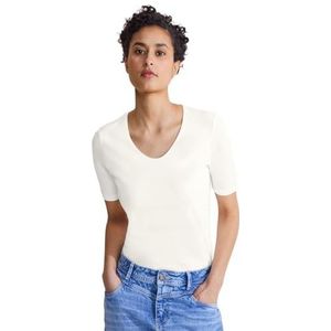 Street One Dames stijl Palmira korte mouwen basic T-shirt ondershirt, Off White Nieuw, 40