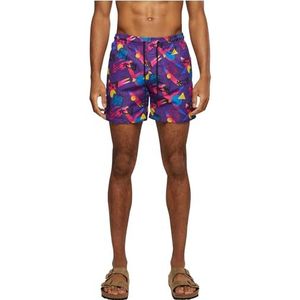 Urban Classics Heren zwembroek patroon zwemshorts AOP zwemshorts voor mannen verkrijgbaar in vele varianten, maten XS - 6XL, Miami Aop., S