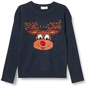 NAME IT Unisex NKNRICHRISTMAS LS gebreide trui, Dark Sapphire, 134/140