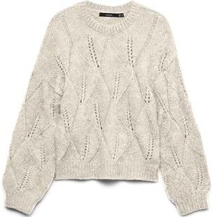 Vero Moda - Vmzenia Ls O-Neck Stitch - Trui - Berk - Normale Pasvorm - Lange Mouwen