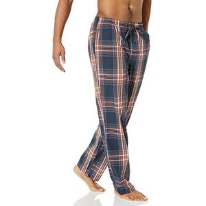 Amazon Essentials Men's Geweven pyjamabroek met rechte pasvorm, Marineblauw Grote ruiten, L