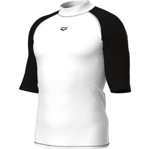 Arena Heren T-shirt met korte mouwen UV-bescherming, Wit-zwart, L