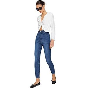 Trendyol Vrouwen hoge taille skinny fit skinny jeans, blauw, 34/36, Blauw, 60