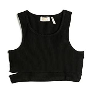 Koton Girls's Crop Tank Top Mouwloos Cut Out Detail Katoenen Shirt, zwart (999), 9-10 Jaar