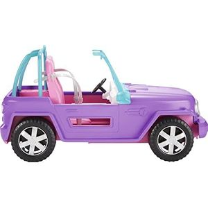 Barbie GMT46 - Strandjeep in paars, voertuig met ruimte voor 2 poppen, poppenaccessoires, speelgoed vanaf 3 jaar
