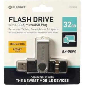 USB-stick USB 2.0, 32 GB, micro-USB, OTG, draagbare opslag en gegevensoverdracht voor mobiele apparaten en computers.