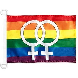 AZ FLAG Regenboog dubbele Venus groot 45 x 30 cm - Vlag Bootboot Gay - Rainbow - Rainbow 30 x 45 cm