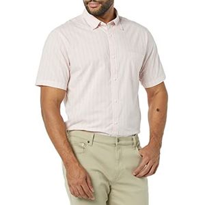 Amazon Essentials Heren Slim-Fit Poplin Shirt met korte mouwen, beige roze dubbele streep, L