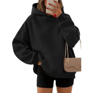 EFAN Dames hoodies oversized sweatshirts trui fleece truien lange mouw winter herfst outfits mode Y2k kleding, Zwart, M