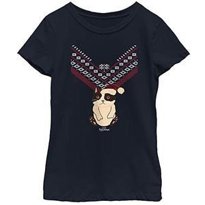 Marvel Hawkeye Cat Ugly Christmas Sweater Poster Girls T-Shirt, Navy Blue, X-Large, Navy, XL