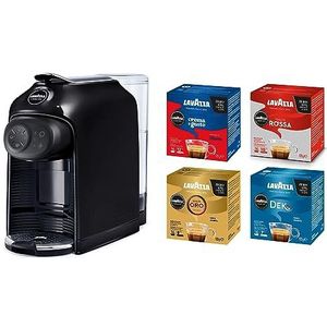 Lavazza, A Modo Mio Idola-koffiezetapparaat, zwart, met 64 capsules, A Modo Mio, compacte en stille espressomachine, 1500 W, 220-240 V, 50/60 Hz, inhoud max. 1,1 liter water