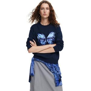 Desigual Sweatshirt voor dames met lange mouwen, Blauw, M