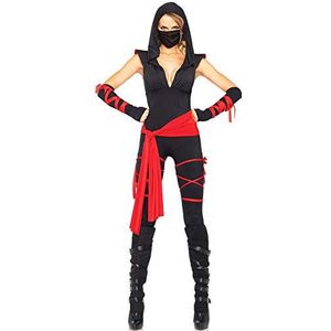 Leg Avenue 85087 - Tödliches Ninja Kostüm Set, 5-teilig, Größe XL, schwarz/rot