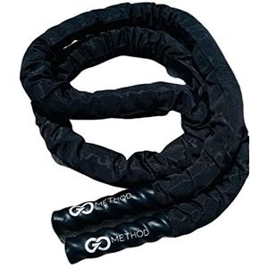 Fitness Ropes with Ergonomic Rubber Grips - Thickness of 5 cm and Weight of 3.5 kg - Improve your Strength, Balance and Speed - GM Jump Ropes - Black - GoMethod