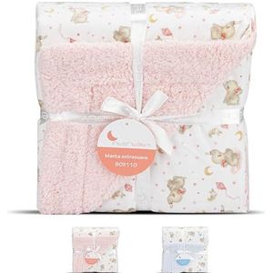 Babydeken olifant met lamsvel in roze