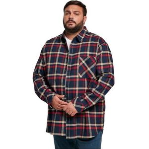 Urban Classics Heren Heavy Oversized Checked Shirt Hemd, Navy/Rood, S