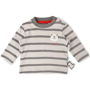Sigikid Polar Expedition shirt met lange mouwen voor baby, lichtgrijs/grijs gestreept, 74 cm