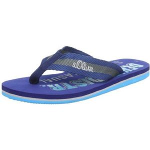 s.Oliver Uniseks teenslippers voor kinderen, Blauw Denim kam 853, 36 EU