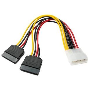 System-S SATA Y-kabel 20 cm 2 x 15-pins female naar IDE 4pin Molex bus adapter voor harde schijf drives